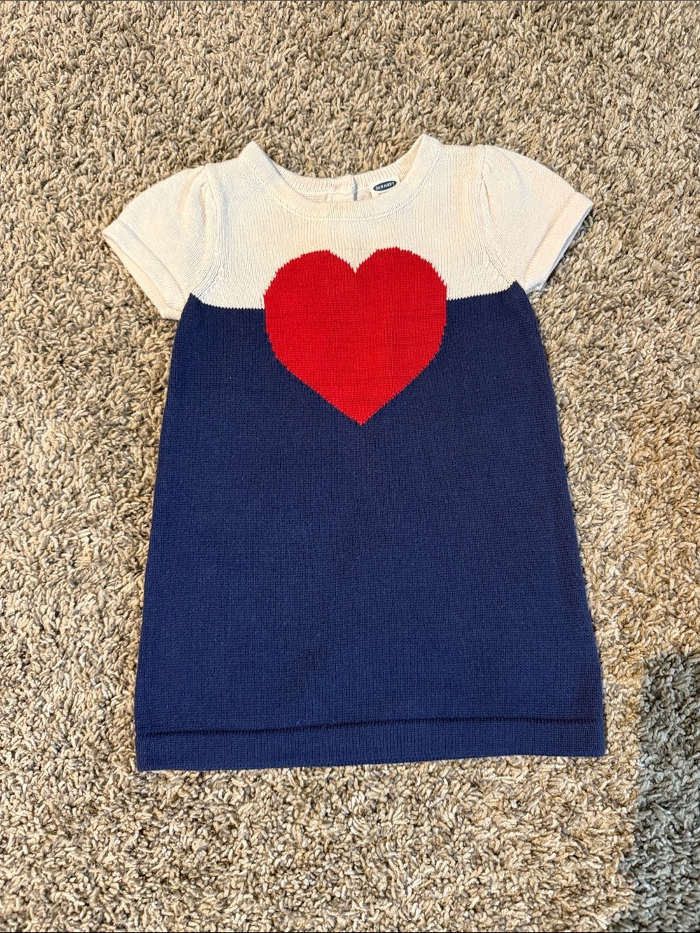 Old Navy Navy, Cream & Red Heart Knit Dress